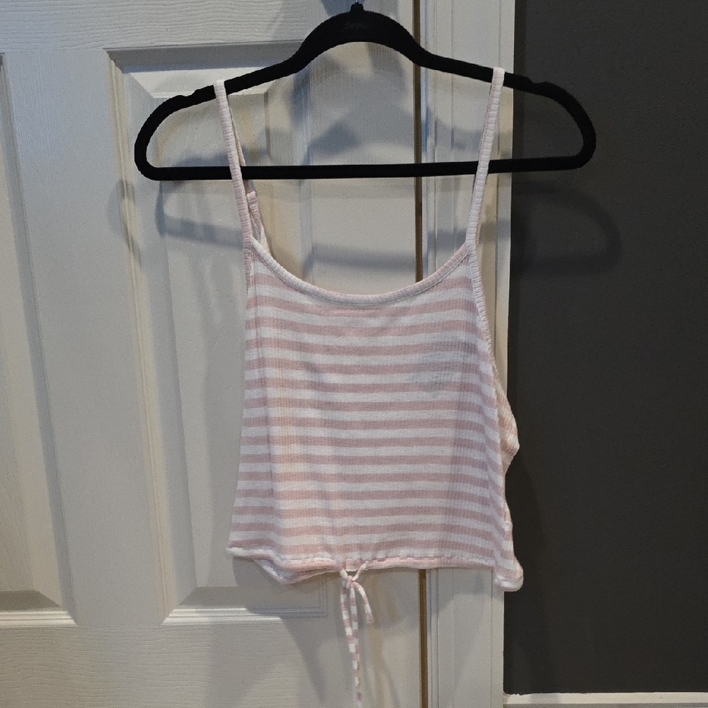 Pink and White Striped Tank Top
